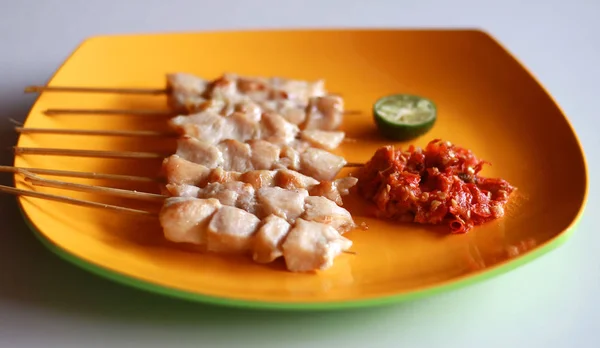 Taichan Satay Mit Extra Scharfer Chili Sauce Variante Von Chicken — Stockfoto