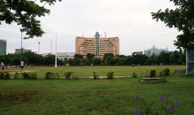 Semarang, Endonezya - 24 Aralık 2018: Pancasila Field, Bilinen adıyla Simpang Lima, Semarang City, Central Java.