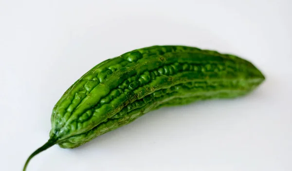 Bitter melon on white background. Healthy food.