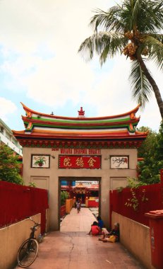 Jakarta, Endonezya - 12 Nisan 2019: Dharma Bhakti Tapınağı (Vihara Dharma Bhakti veya Kim Tek Ie), Jakarta'nın Glodok Chinatown'daki en eski Çin tapınağı. 