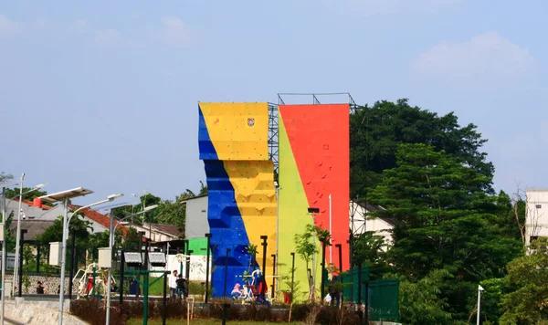 Depok Indonésie Avril 2019 Murs Escalade Alun Alun Espace Vert — Photo