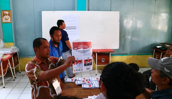 Depok Indonezja Kwietnia 2019 Liczba Głosów Wybory Prezydenckie Indonezji Kalimulya — Zdjęcie stockowe