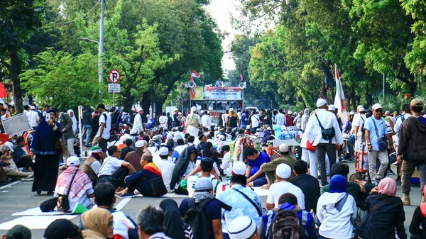インドネシア ジャカルタ 2019年6月27日 中央ジャカルタの憲法裁判所 付近でプラボウォ支持者が抗議 — ストック写真