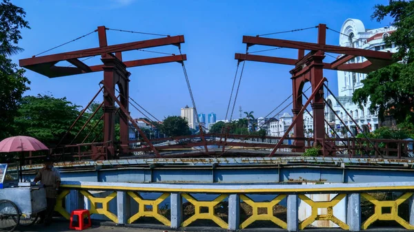 Jakarta Indonesia July 2019 Kota Intan Drawbridge Engelse Brug Jembatan — Stock Photo, Image