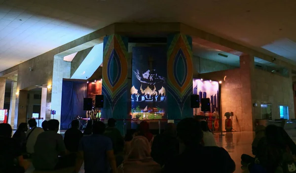 Jakarta Indonesia July 2019 Visitors Watch Hologram Exhibition Auditorium National — Stock Photo, Image