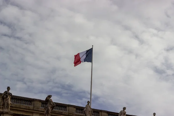 Drapeau Francais Flotant Vent — Zdjęcie stockowe