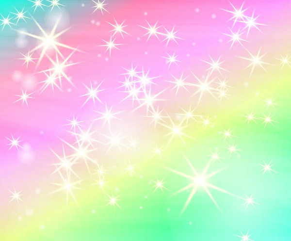 Glitzerstern Regenbogen Hintergrund Sternenhimmel Pastellfarben Helle Meerjungfrau Muster Vektorgrafik Einhorn — Stockvektor