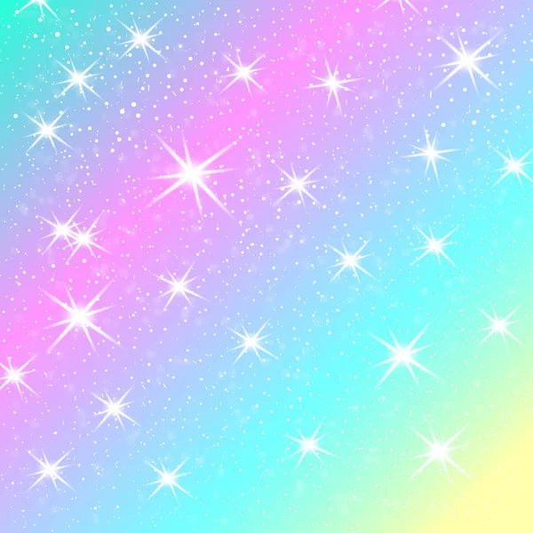 Fondo Arcoíris Unicornio Cielo Holográfico Color Pastel Patrón Sirena Brillante — Vector de stock