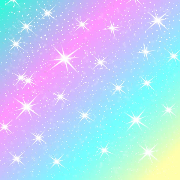 Fondo Arcoíris Unicornio Cielo Holográfico Color Pastel Patrón Sirena Brillante — Archivo Imágenes Vectoriales