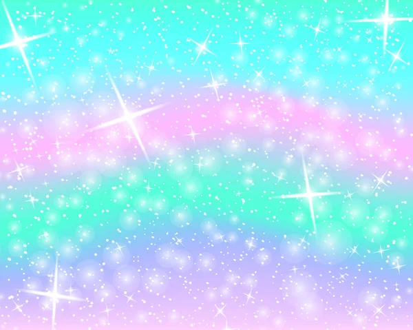 Fondo Arcoíris Unicornio Cielo Holográfico Color Pastel Patrón Sirena Brillante — Archivo Imágenes Vectoriales