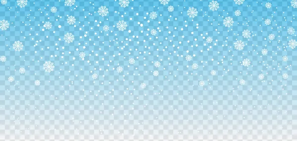 Flocons Neige Tombant Sur Fond Transparent Motif Neige Illustration Vectorielle — Image vectorielle