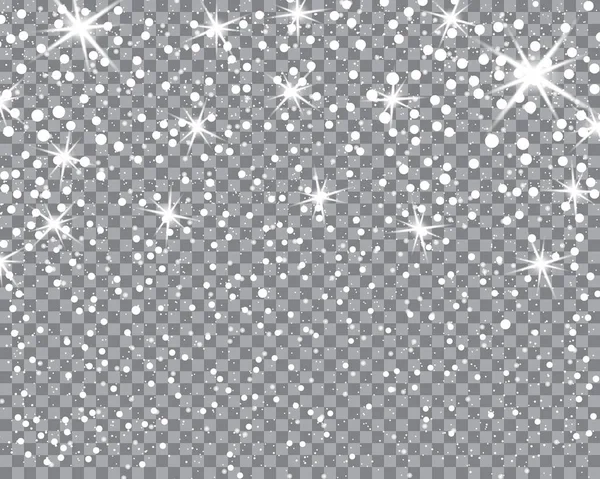 Falling Snowflakes Transparent Background Snow Pattern Vector Illustration Winter Snowing — Stock Vector
