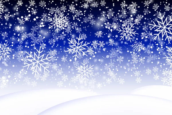 落下の雪の背景 リアルな雪の吹きだまり 雪の結晶のベクトル図 雪に覆われた冬の風景 Eps — ストックベクタ