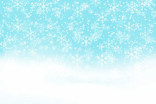 Cae Fondo Nieve Deriva Nieve Realista Ilustración Vectorial Con Copos — Vector de stock