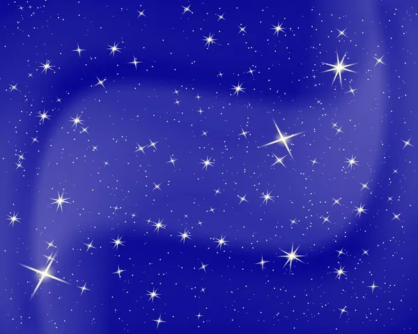 夜空中的星星和云 闪耀星空蓝色背景 漂亮的婴儿房设计 向量例证 — 图库矢量图片