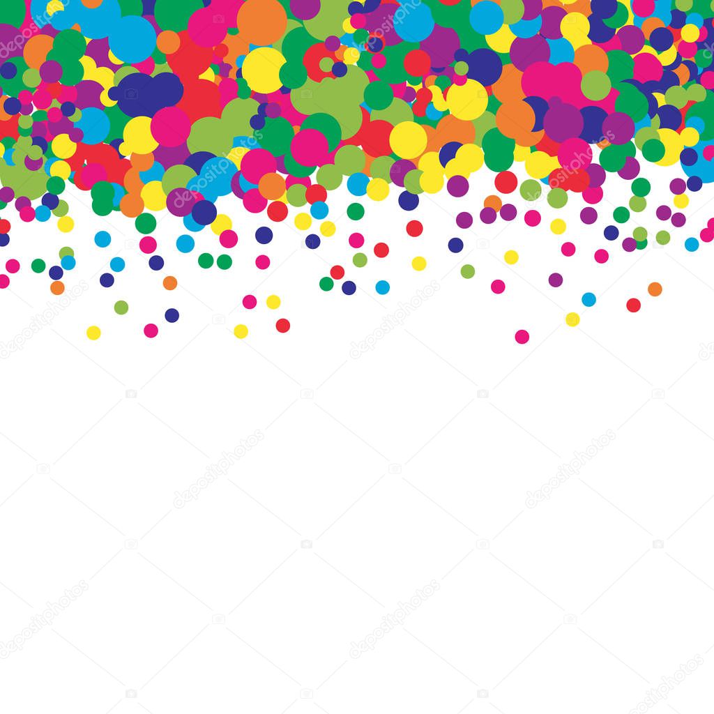 Confetti colourful background. Dot pattern. Vector illustration. Abstract bright colored dotted circles. Falling color dots. Eps10.