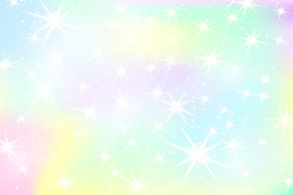 ユニコーン虹の背景 パステル カラーのホログラムの空 明るい人魚姫色のパターン ベクトルの図 レインボー メッシュとファンタジー グラデーション カラフルな背景 — ストックベクタ