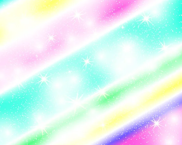 Fondo Arcoíris Unicornio Cielo Holográfico Color Pastel Patrón Sirena Brillante — Vector de stock