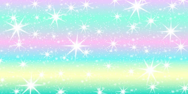 Fondo Arcoíris Unicornio Cielo Holográfico Color Pastel Patrón Sirena Brillante — Vector de stock