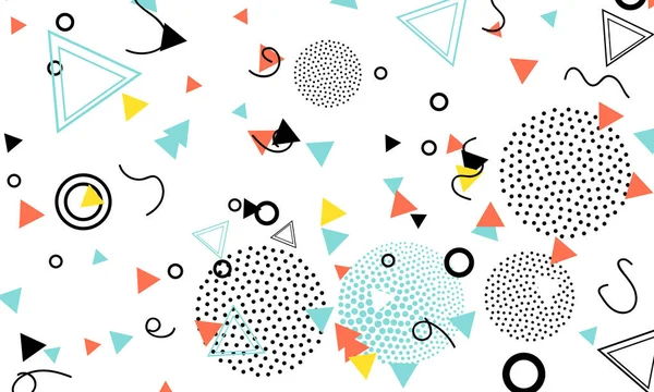 Pop art renk arka plan. Memphis desen doku ve kartpostal için geometrik şekiller. Vektör çizim. Hippi tarzı 80s 90s. Renkli funky arka plan.