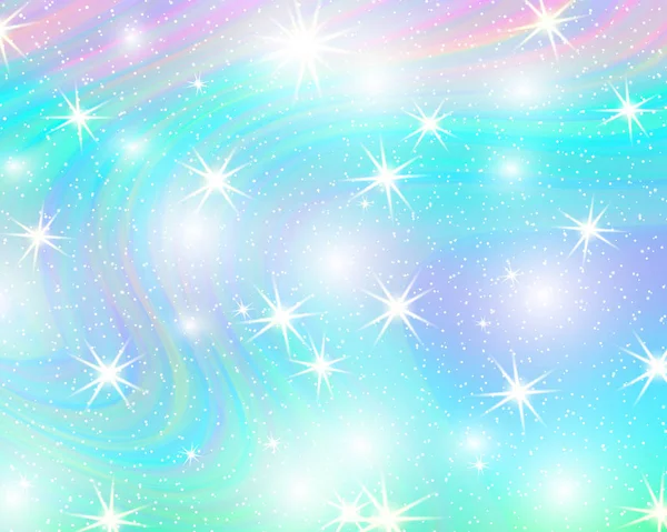 Fondo Arcoíris Unicornio Cielo Holográfico Color Pastel Patrón Sirena Brillante — Archivo Imágenes Vectoriales