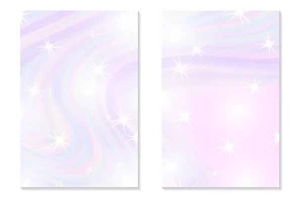 Tek boynuzlu at rainbow arka plan. Pastel renk holografik gökyüzünde. Parlak hologram deniz kızı Prenses renklerde desen. Vektör çizim. Tek boynuzlu at fantezi degrade renkli zemin gökkuşağı ile mesh.