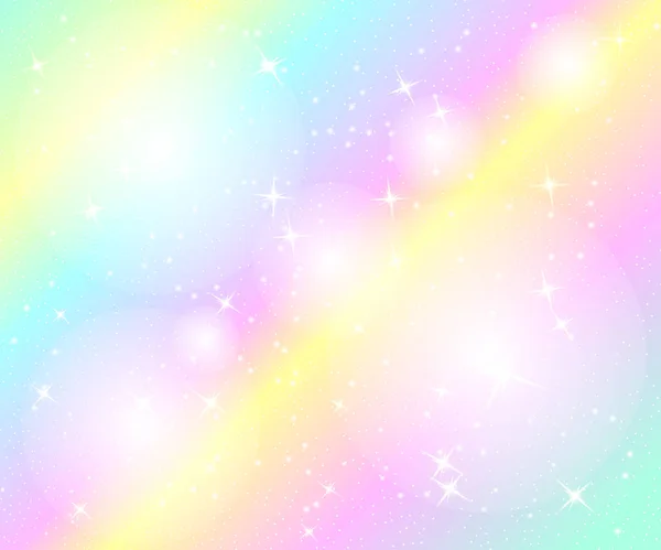 ユニコーン虹の背景 パステル カラーのホログラムの空 明るい人魚姫色のパターン ベクトルの図 レインボー メッシュとファンタジー グラデーション カラフルな背景 — ストックベクタ