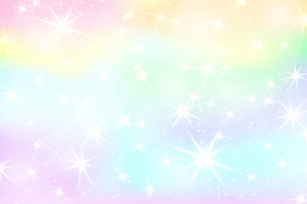 Unicorn Regenboog Achtergrond Holografische Hemel Pastel Kleur Heldere Zeemeermin Patroon — Stockvector