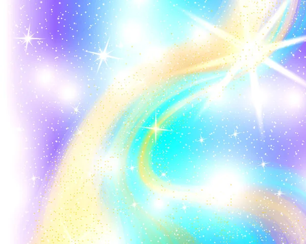 Fond Arc Ciel Licorne Ciel Olographe Couleur Pastel Modèle Sirène — Image vectorielle