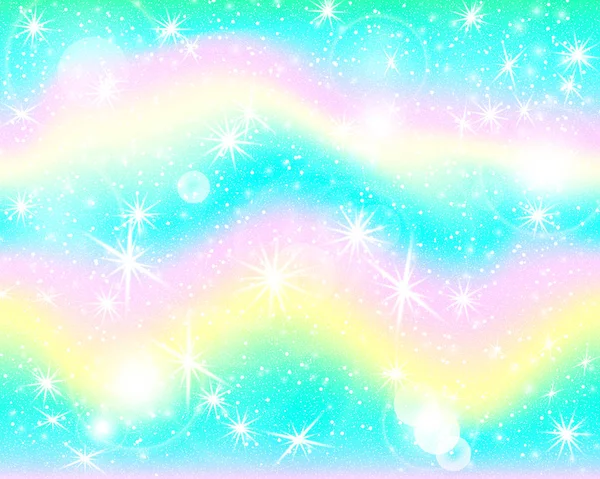 ユニコーン虹の背景。ホログラムの空. — ストックベクタ