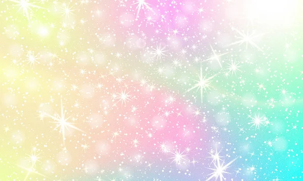 Unicorn rainbow background. Holographic sky — Stock Vector