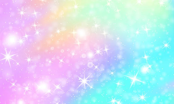 Unicorn rainbow background. Holographic sky — Stock Vector