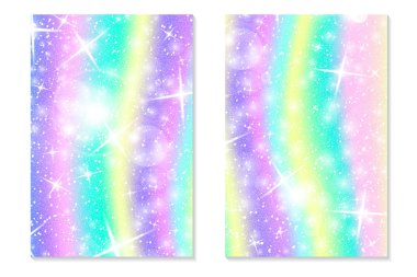 Tek boynuzlu at rainbow arka plan. Holografik gökyüzü