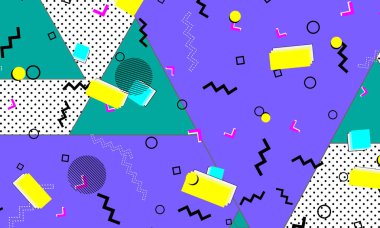 Pop art renk arka plan. Memphis desen