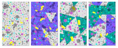 Pop art renk arka plan. Memphis deseni kümesi