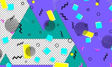 Pop art renk arka plan. Memphis desen 