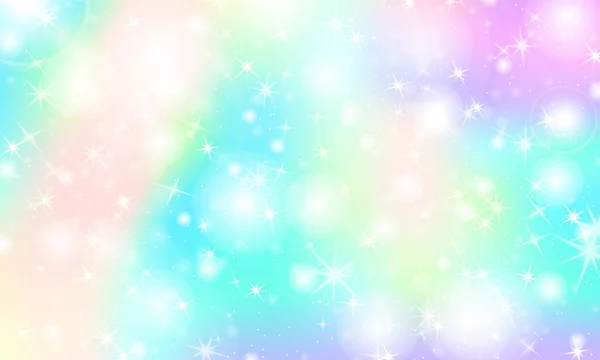 Unicorn regnbue baggrund. Holografisk himmel – Stock-vektor