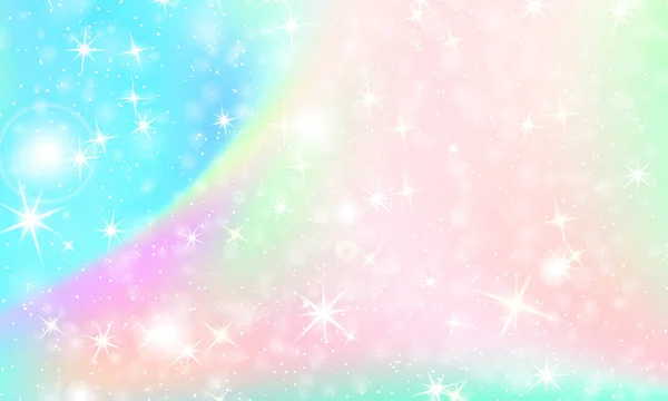 Unicorn regenboog achtergrond. Holografische hemel — Stockvector