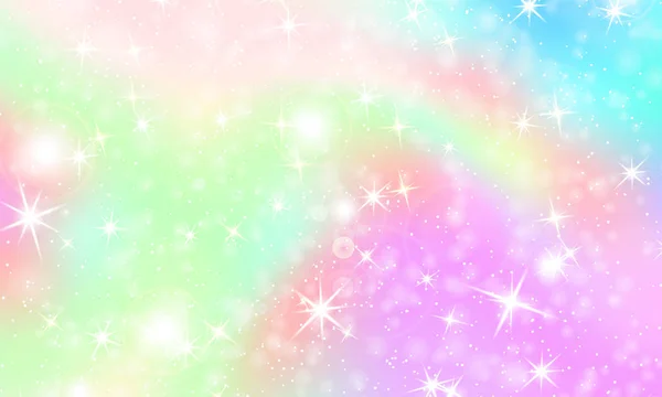 Fond arc-en-ciel licorne. Ciel holographique — Image vectorielle