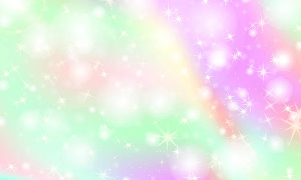 Unicorn rainbow background. Holographic sky — Stock Vector