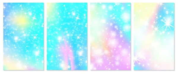 Fond arc-en-ciel licorne. Ciel holographique — Image vectorielle