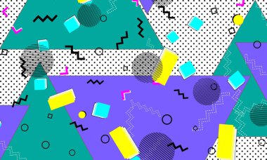 Pop art renk arka plan. Memphis desen