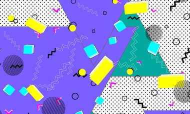 Pop art renk arka plan. Memphis desen