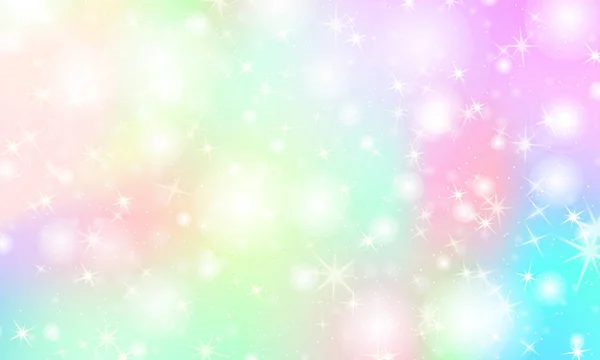 ユニコーン虹の背景。ホログラムの空 — ストックベクタ