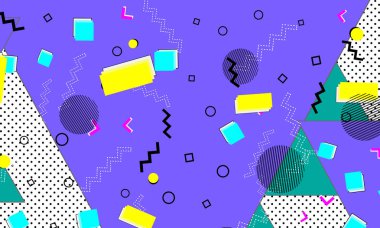 Pop art renk arka plan. Memphis desen