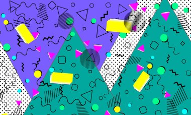 Pop art renk arka plan. Memphis desen