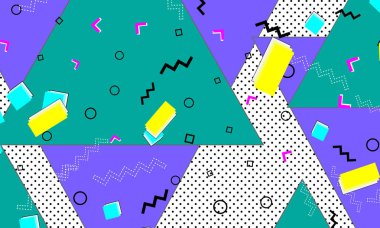 Pop art renk arka plan. Memphis desen