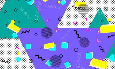 Pop art renk arka plan. Memphis desen