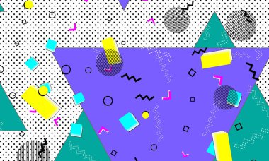 Pop art renk arka plan. Memphis desen