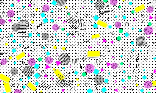 ポップアート色の背景。メンフィスのパターン — ストックベクタ